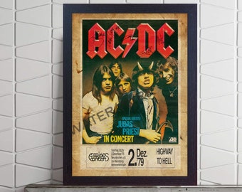 AC//DC Highway To Hell Poster A4//A3 Rock Music Poster