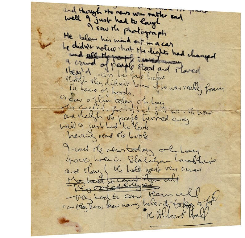 John Lennon lyrics A Day In The Life The Beatles Lithograph Etsy