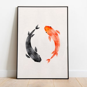 Watercolor koi fish, koi fish wall art,