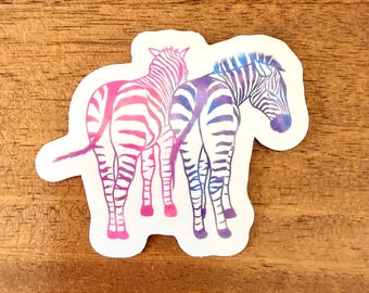 Rainbow Zebra Vinyl Sticker / Pink Purple Zebra Sticker / Cute Animal Sticker / Waterproof Sticker/Pretty Zebra Sticker/Hand Drawn Sticker
