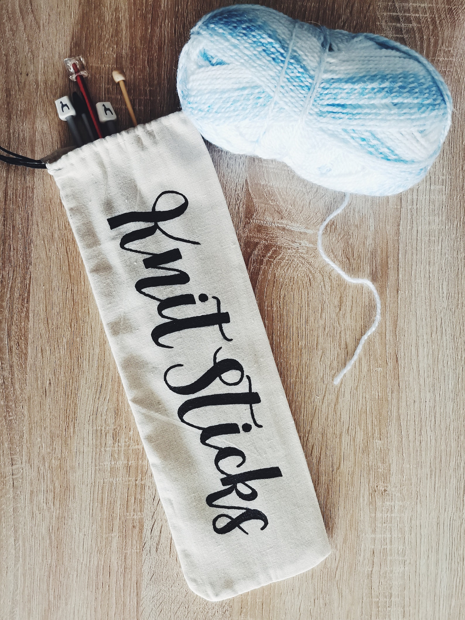 Personalised wool and knitting needle bags Etsy
