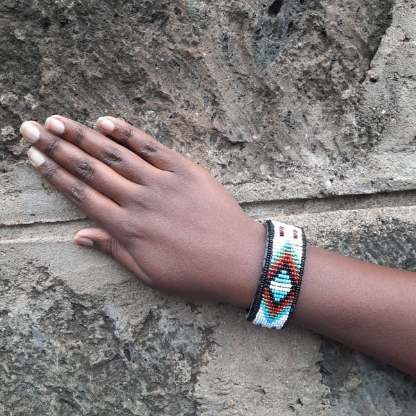 Leather beaded bracelet,  gift ideas, maasai bracelet, African bracelet, Masai accessories