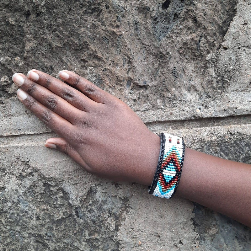Orange maasai bead bracelet