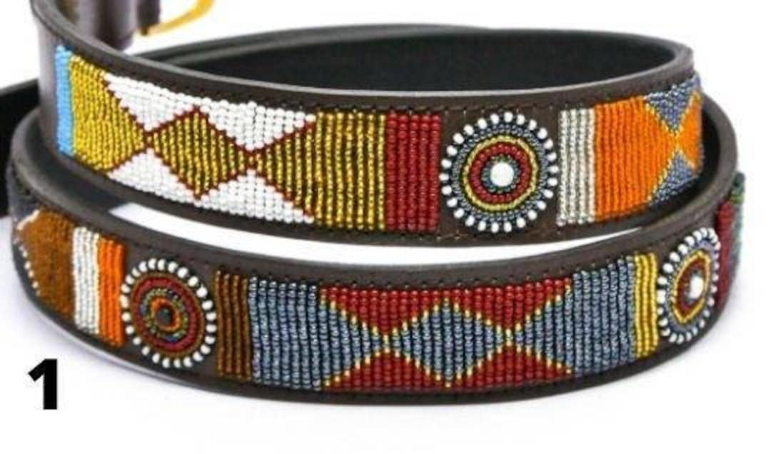 Leather Beaded Belt, Maasai Beaded Belt, African Beaded Belt, Kenya Belt, African Handmade Belt ...