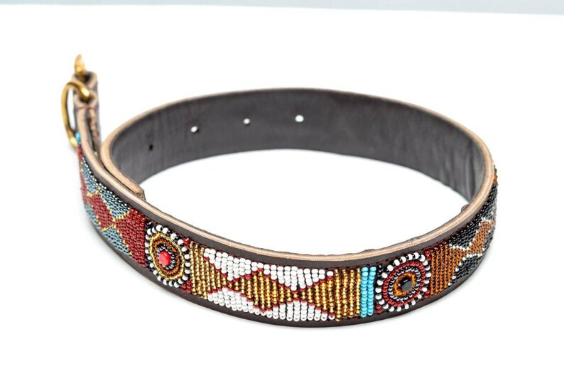Beaded Leather Dog Collars Etsy