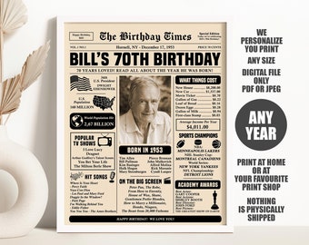 70. Geburtstagsposter, 70. Geburtstag Dekoration, 1953 Schild, 70. Geburtstag Geschenk für Männer oder Frauen, digitaler Download