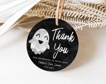 Editable Halloween Baby Shower Favor Tag, Little Boo Baby Shower Thank You Tag, Ghost Baby Shower Gift Tag