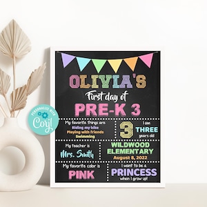 First Day of School Chalkboard Sign: Editable Template (Digital Download)