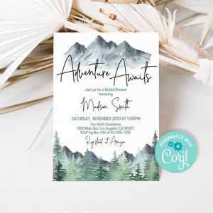 Mountains Bridal Shower Invitation: Adventure Awaits Template