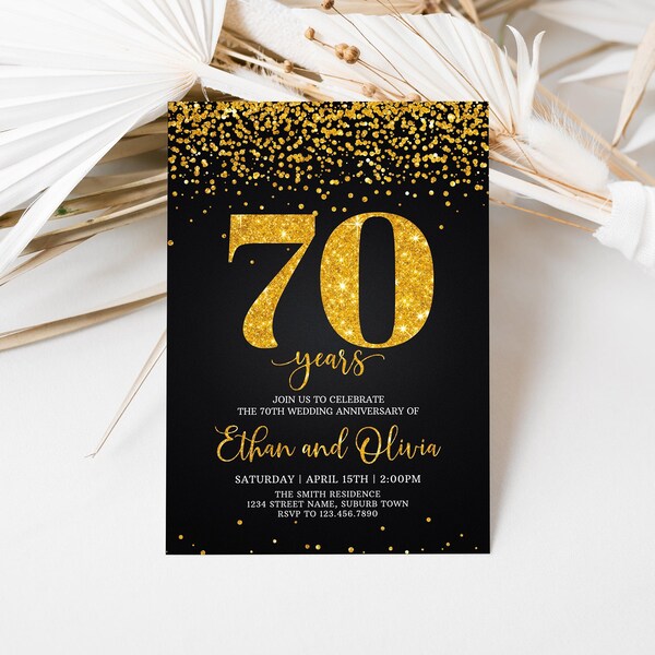 70th Wedding Anniversary Templates Etsy