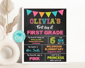 First Day of School Chalkboard Sign, Editable Template (Digital Download)