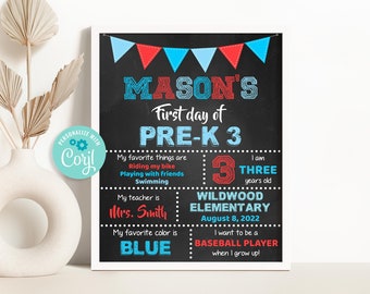 Editable First Day of School Chalkboard Sign (Digital Download)