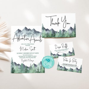 Adventure Awaits Baby Shower Invitation Bundle (Editable)