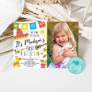 Fiesta Birthday Invitation Editable Mexican Fiesta 1st Birthday Party Invite Template