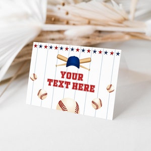 Baseball Birthday Food Tent Card: Editable Rookie Party Decor (Printable Template)