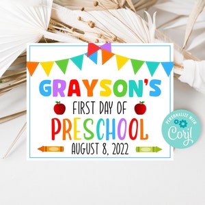 Editable First Day of School Sign Template: Any Grade (Digital Download 8x10, 11x14, 16x20)