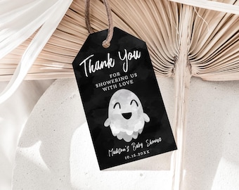 Editable Little Boo Baby Shower Favor Tag, Ghost Baby Shower Thank You Tag, Halloween Baby Shower Gift Tag