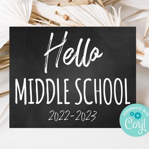 First Day of Middle School Sign Middle School Sign Printable Etsy