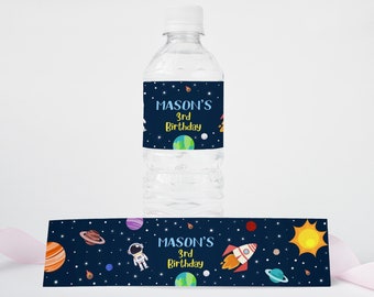 Space Birthday Bottle Label: Astronaut Party Decorations (Printable Template)