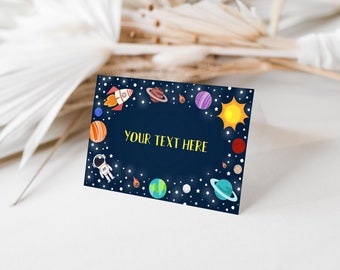Editable Space Birthday Food Tent Card: Astronaut Party Decor (Printable Template)