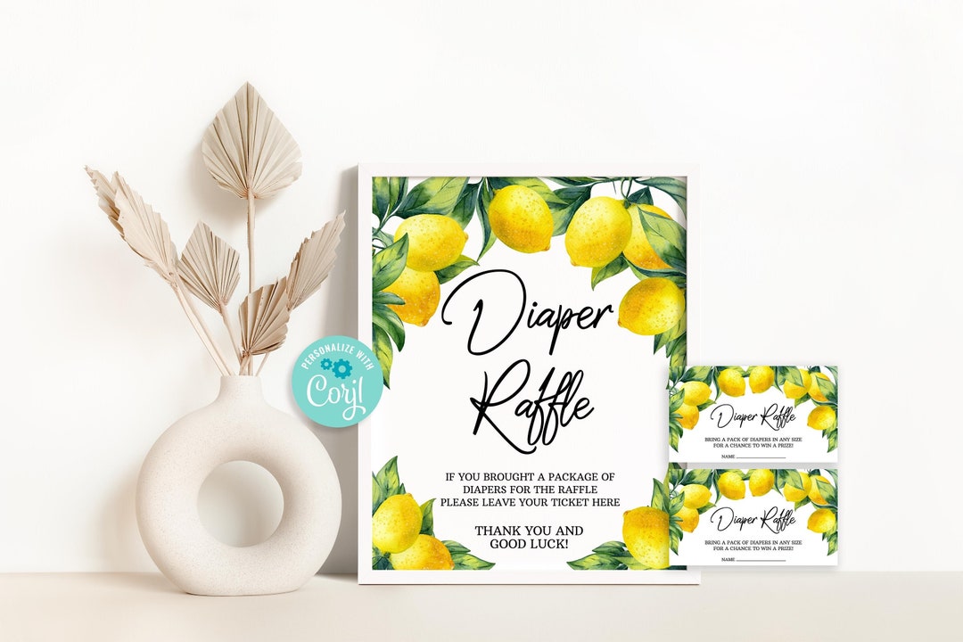 Editable Lemon Diaper Raffle Sign Citrus Diaper Raffle Card Etsy