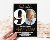 90th Birthday Invitation for Men: Photo Editable Template
