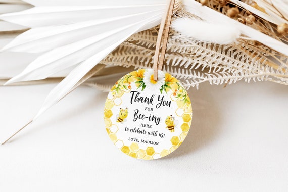 Editable Bee Birthday Thank You Tag Honey Bee Favor Tag | Etsy