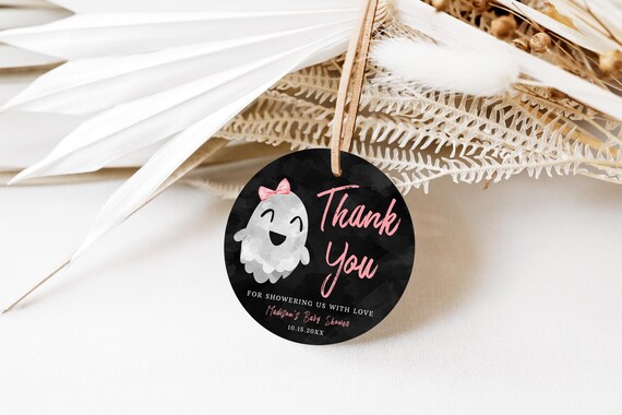 Editable Halloween Ghost Baby Shower Favor Tag (Digital Download)