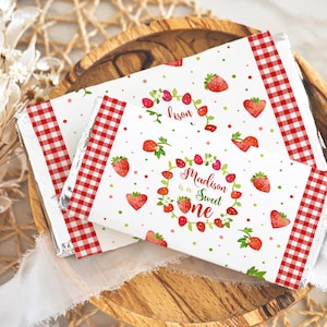 Strawberry Birthday Candy Bar Wrapper: Editable Template