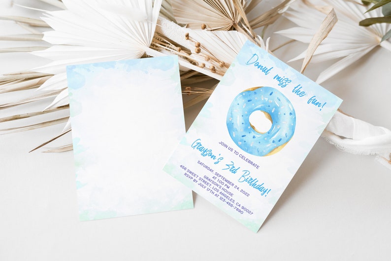 Editable Donut Birthday Invitation for Boy Doughnut Birthday Party Invite