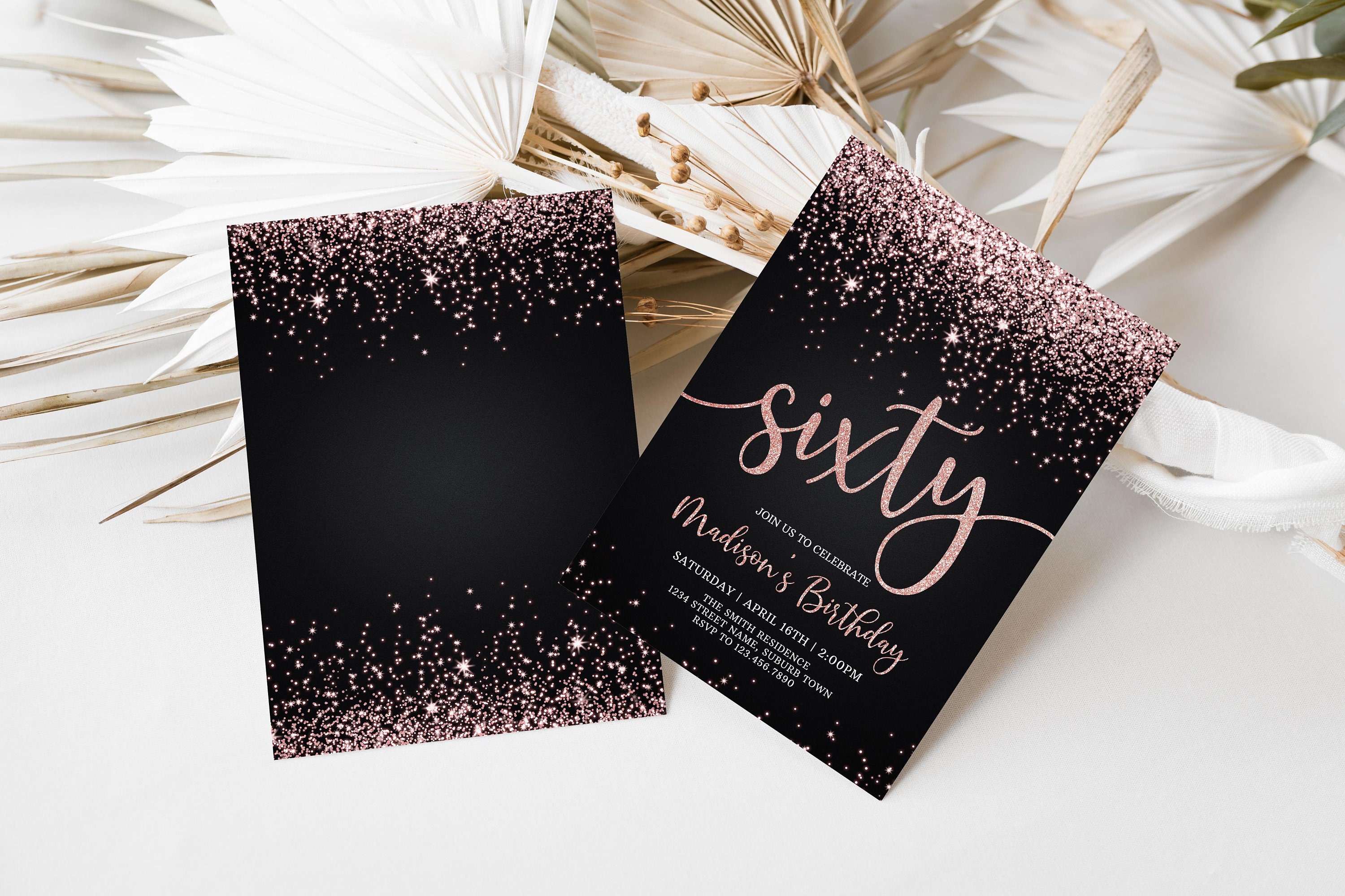 Editable 60th Birthday Invitation for Women Sixty Birthday - Etsy