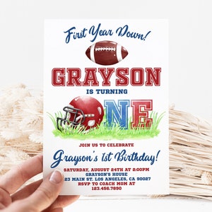Football 1st Birthday Invitation: Editable Template