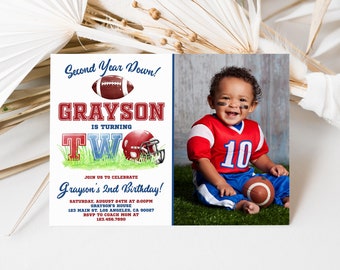Football 2nd Birthday Invitation: Editable Template (5x7in, Digital Download