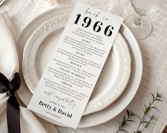 Editable 60th Anniversary Trivia Card Back In 1966 Printable Table Decor Corjl Template