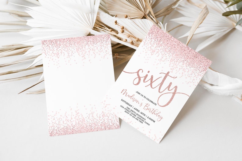 Editable 60th Birthday Invitation for Women Sixty Birthday - Etsy