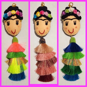 Frida Khalo Authentic Mexican Pom Pom Key Chain