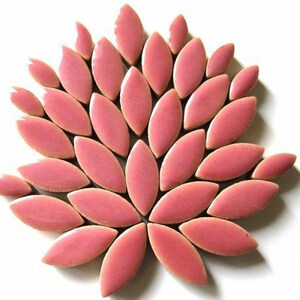 50 Dusty Rose Glazed Ceramic Petal Mosaic Tiles