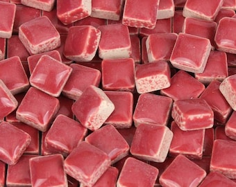 100 Cherry Cola Red Mini Ceramic Glazed Mosaic Tiles (10 mm)