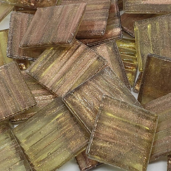 Light Amber Copper and Gold Veined Mosaic Tiles (20mm)