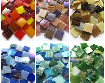 1/2 Pound Lot of Color Mix Square Glass Tiles (20mm)