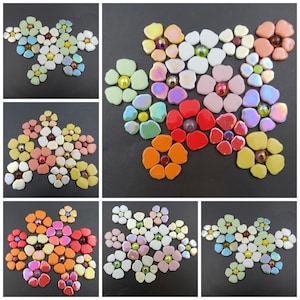 Mosaic Glass Flowers in a Variety of Shapes and Colors (11-20mm)