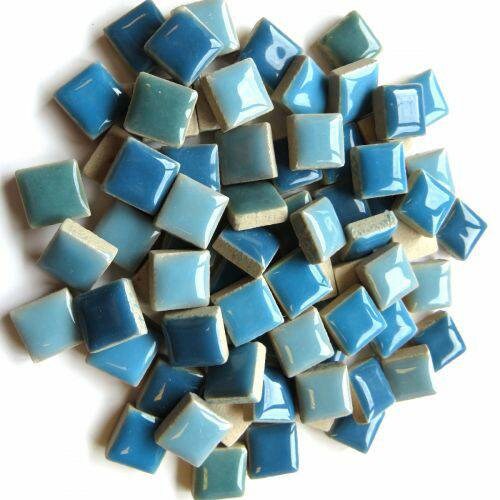 100 Mini Glazed Ceramic Mosaic Tiles in Ocean Mix 9.5mm Etsy