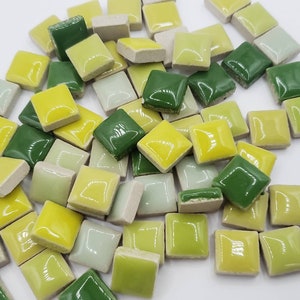 Glazed Ceramic Mosaic Tiles in Shamrock Green Mix (12 mm)