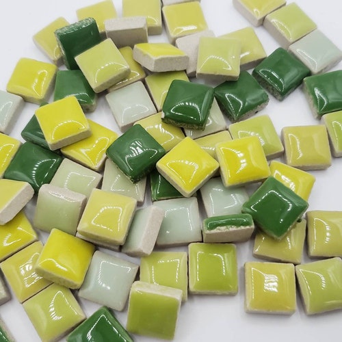 100 Mini Glazed Ceramic Mosaic Tiles in Ocean Mix 9.5mm Etsy