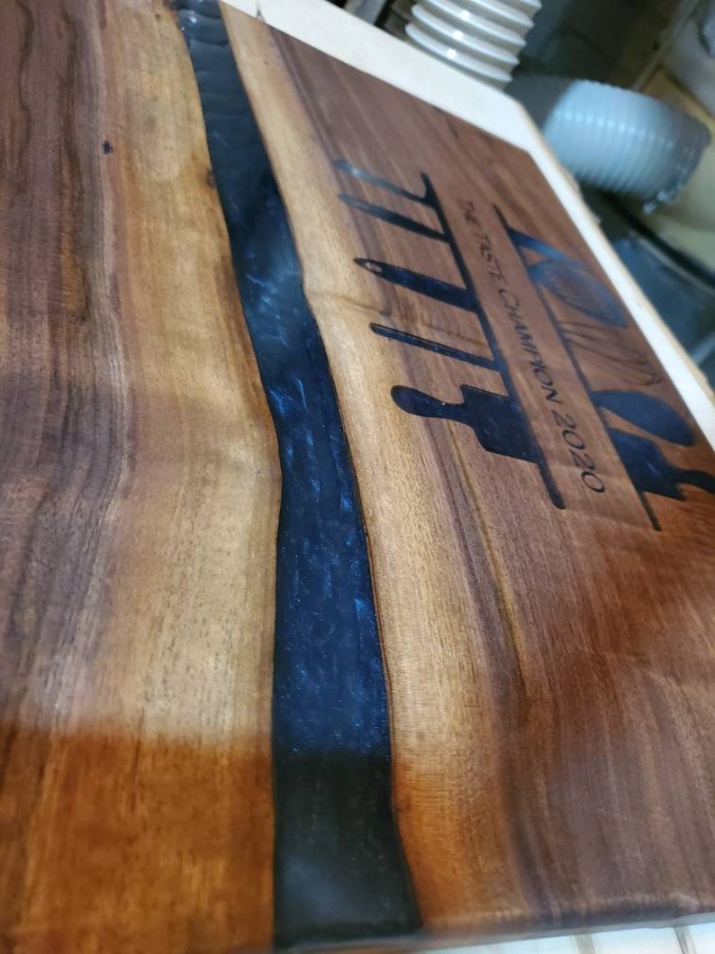 Handmade Epoxy River Cutting Board Thick Live Edge Black Etsy