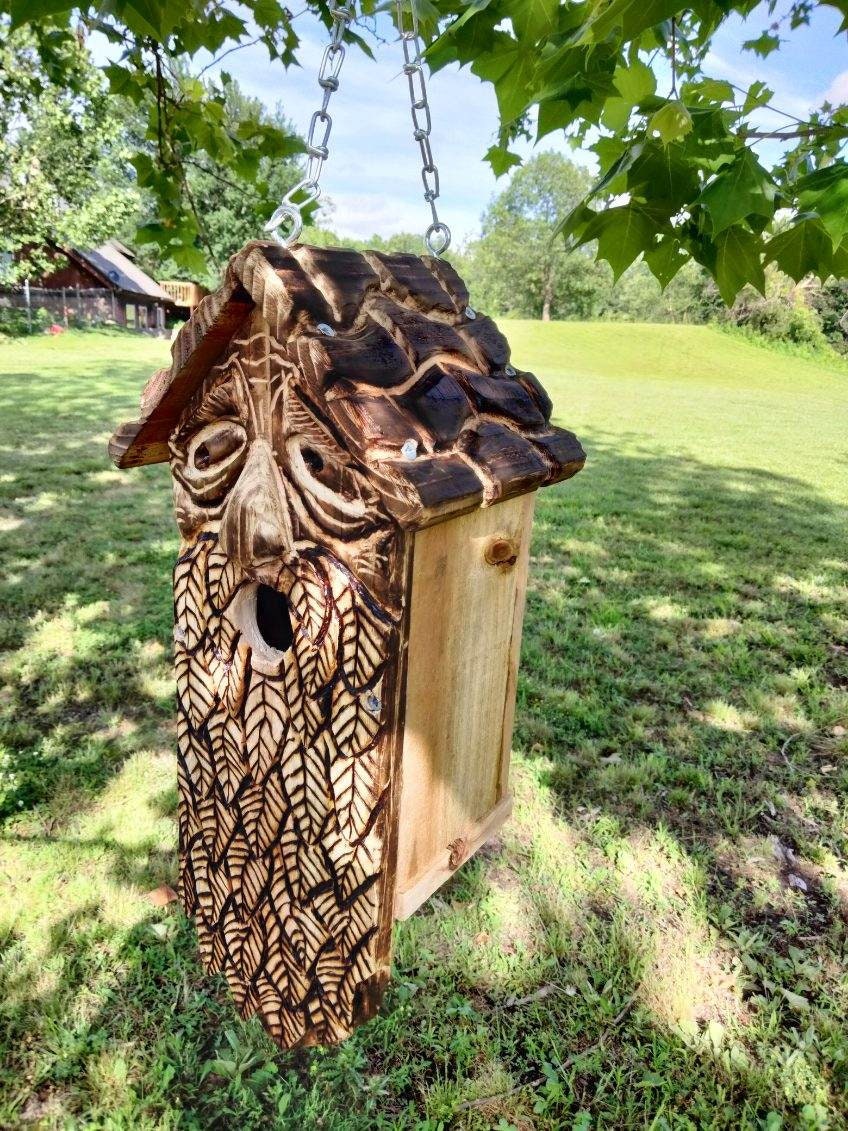 Wood Spirit Whimsical Bird House - Etsy