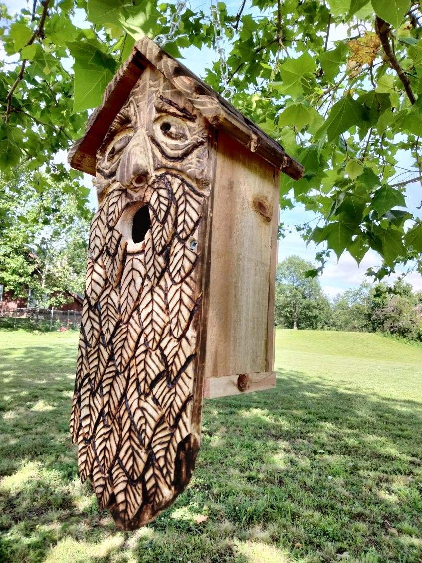 Wood Spirit Whimsical Bird House - Etsy