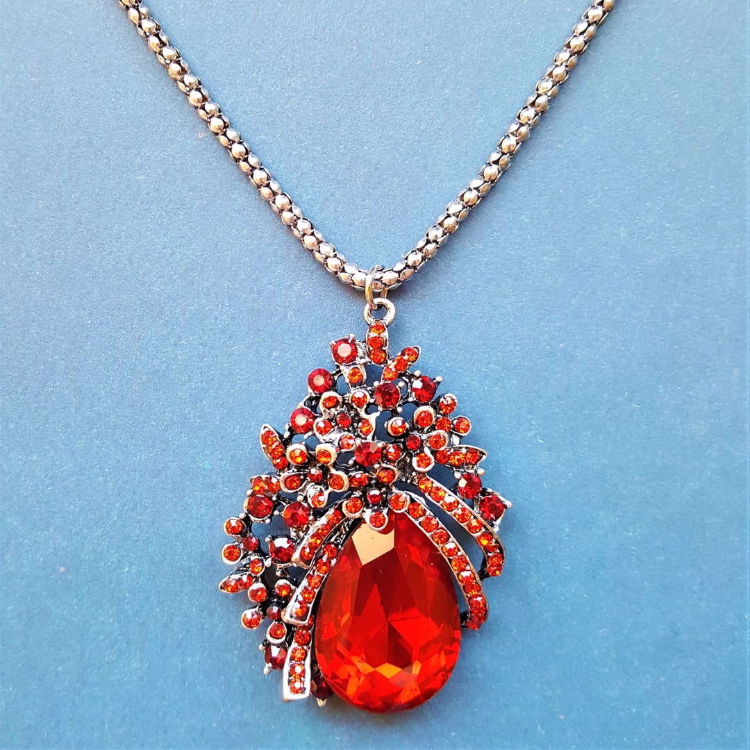 Red Rhinestone String Chain Brilliant Red Vintage Rhinestone With Modern Style Chain - Etsy