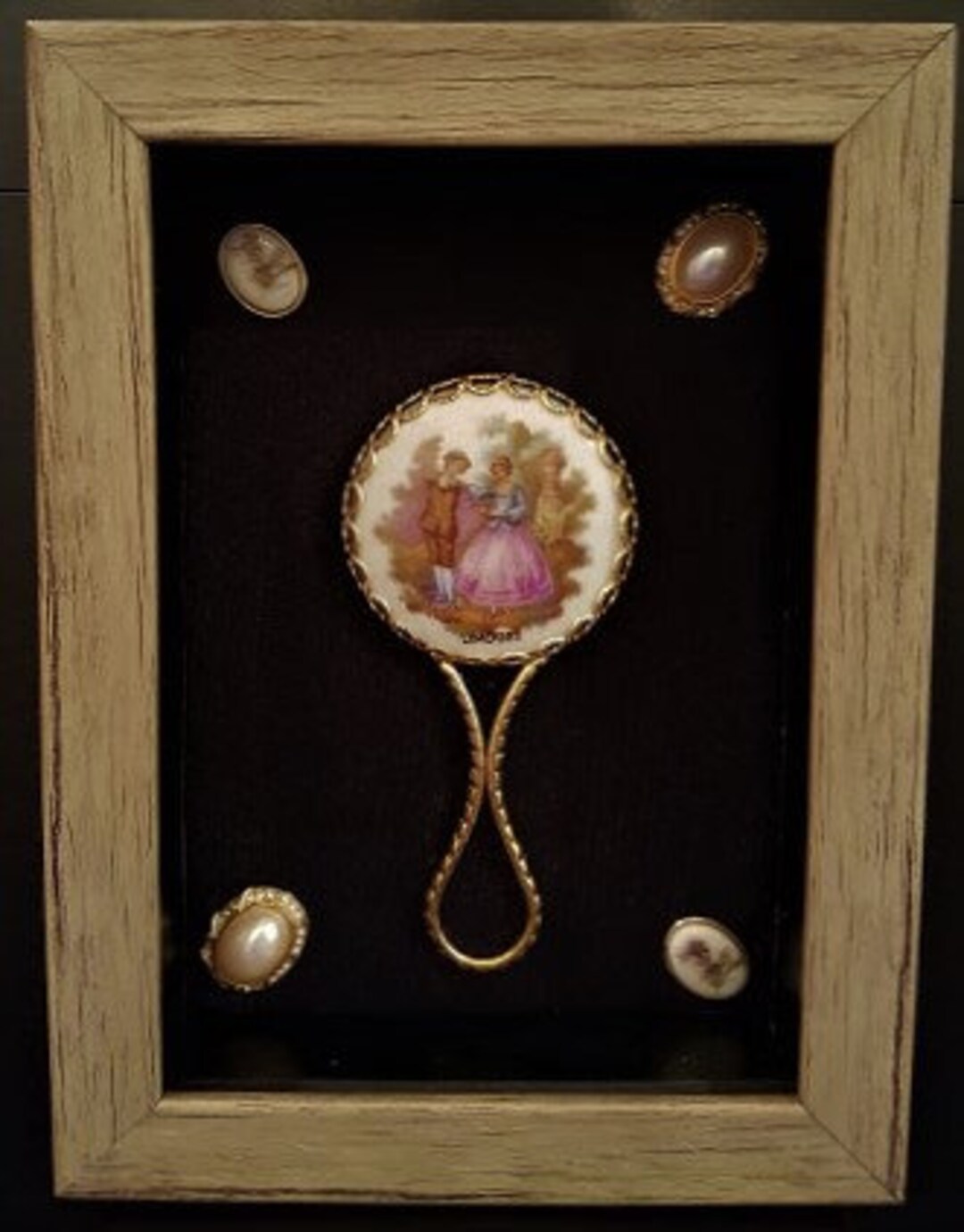 French Limoges Vintage Hand Mirror & Jewelry Shadowbox Scene Etsy
