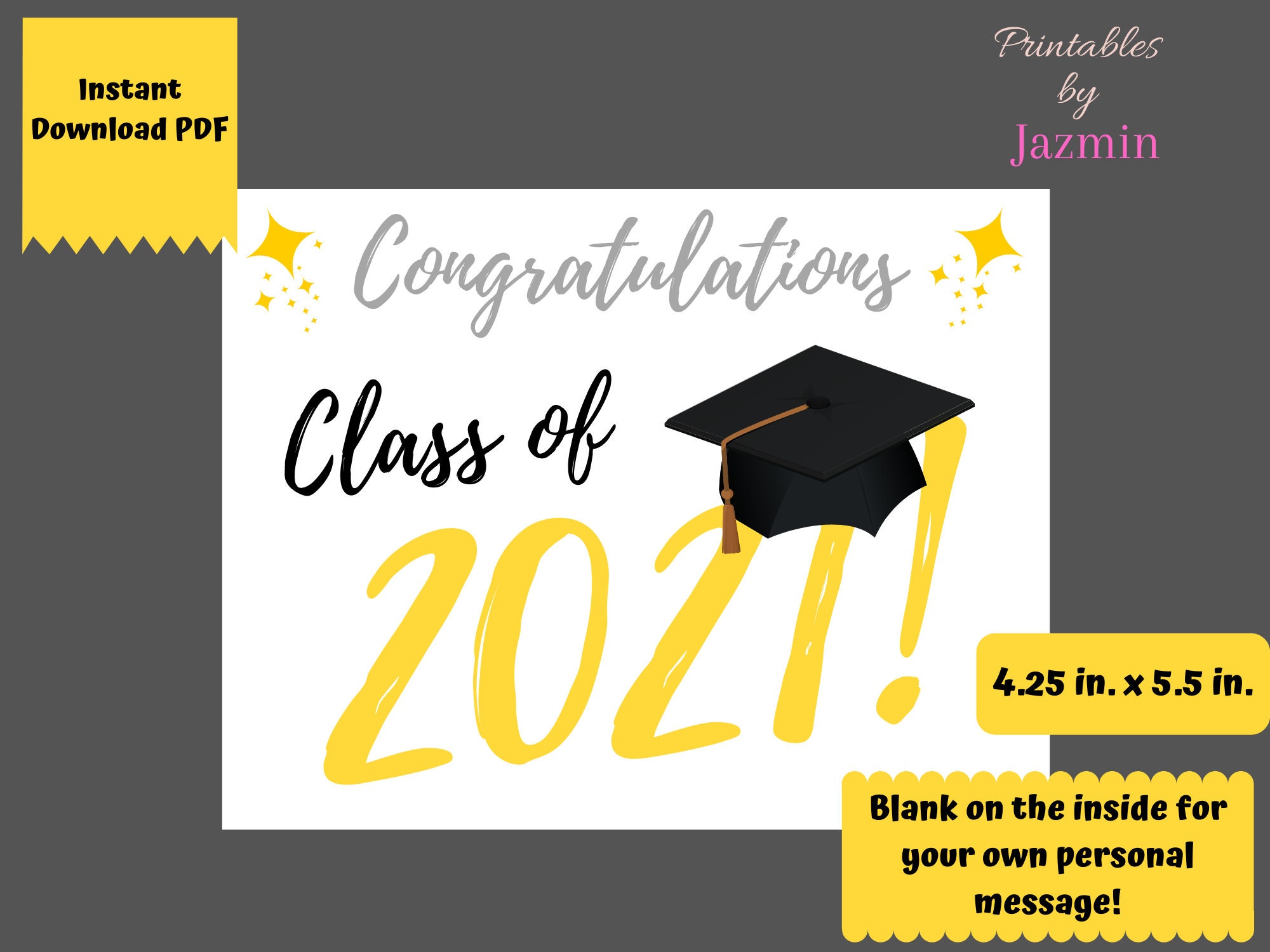 Class of 2021 Graduation Card Printable | Etsy